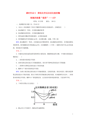 2014年高考生物第一輪總復(fù)習(xí) 課時(shí)作業(yè)9 降低化學(xué)反應(yīng)活化能的酶 細(xì)胞的能量“通貨” ATP（含解析）新人教版