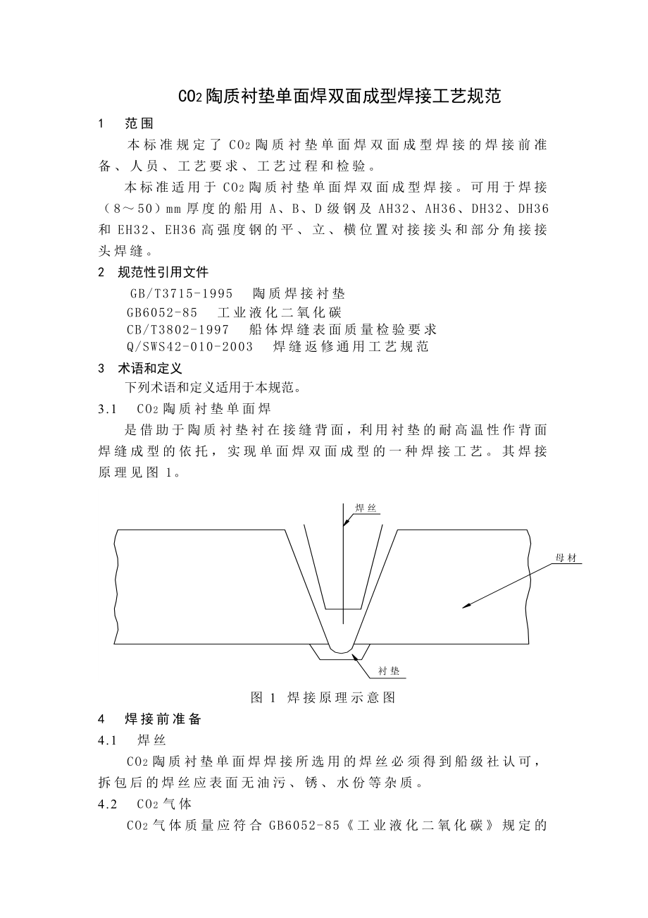 btCO2陶质衬垫单面焊双面成型焊接工艺规范_第1页