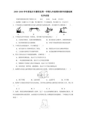 2008-2009学年度临沂市蒙阴县第一学期九年级期末教学质量检测--初中化学