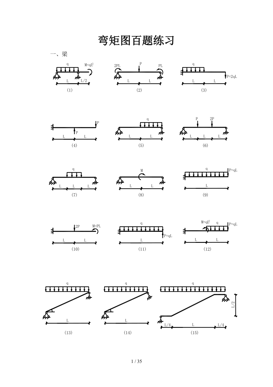 结构力学弯矩图百题练习及答案_第1页