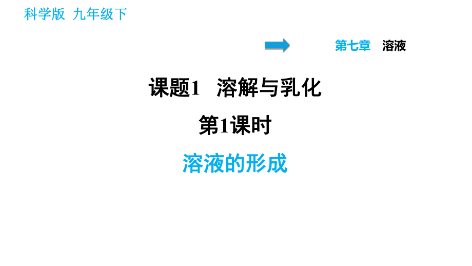 科學(xué)版九年級下冊化學(xué)課件 第7章 7.1.1 溶液的形成_第1頁