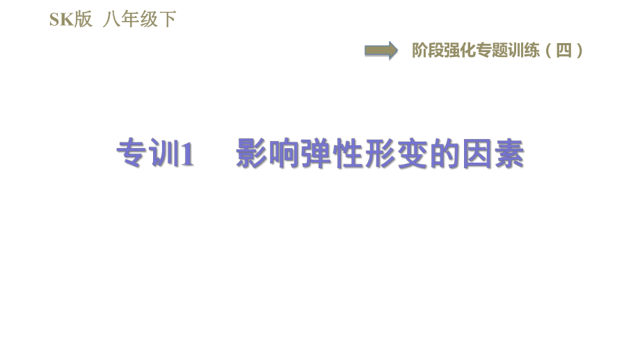 蘇科版八年級下冊物理課件 第8章 階段強化專題訓練（四）專訓1影響彈性形變的因素_第1頁