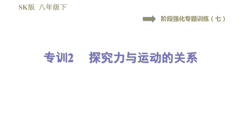 蘇科版八年級下冊物理課件 第9章 階段強化專題訓(xùn)練（七）專訓(xùn)2探究力與運動的關(guān)系_第1頁