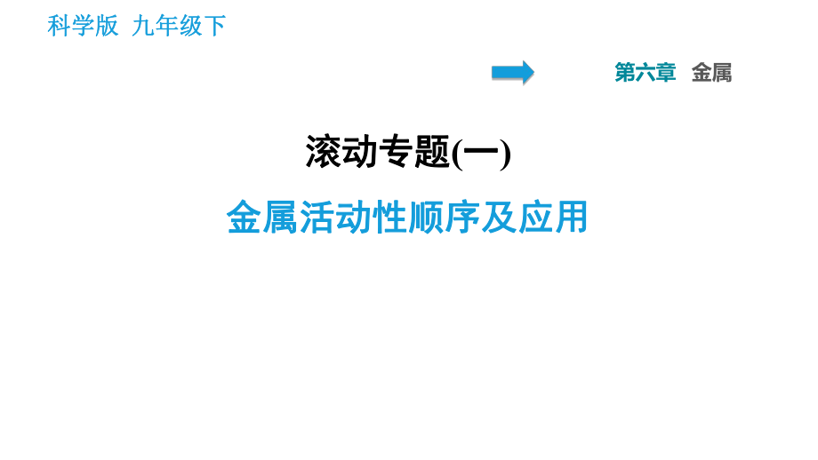 科學版九年級下冊化學課件 第6章 滾動專題(一) 金屬活動性順序及應用_第1頁