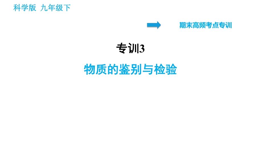 科學(xué)版九年級下冊化學(xué)課件 期末專訓(xùn) 專訓(xùn)3 物質(zhì)的鑒別與檢驗_第1頁