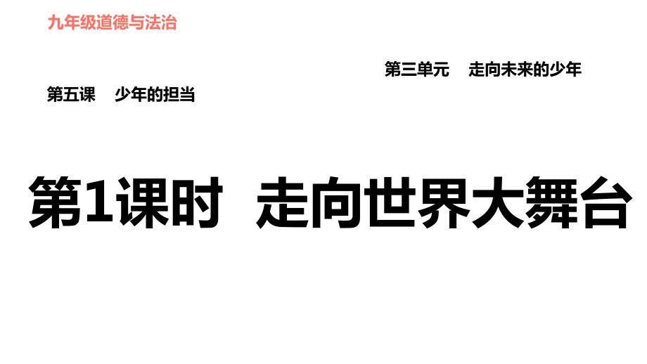 部編版九年級下冊道德與法治課件 第3單元 第5課 少年的擔當 第1課時 走向世界大舞臺_第1頁