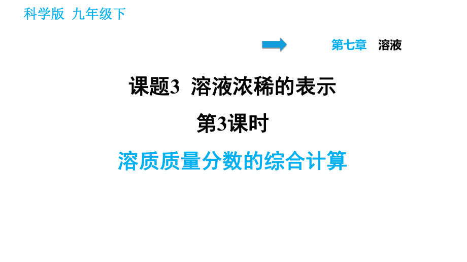 科學(xué)版九年級(jí)下冊(cè)化學(xué)課件 第7章 7.3.3 溶質(zhì)質(zhì)量分?jǐn)?shù)的綜合計(jì)算_第1頁