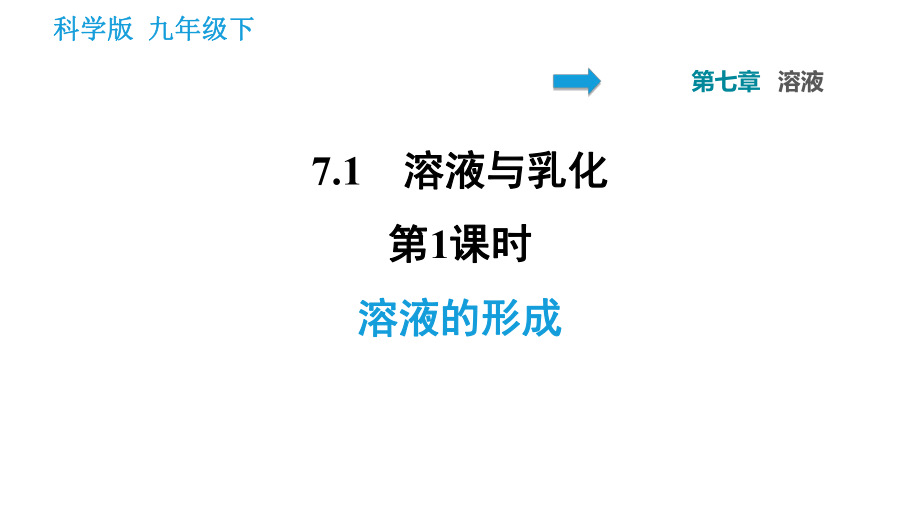 科學(xué)版九年級下冊化學(xué)課件 第7章 7.1.1 溶液的形成0_第1頁