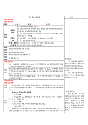 人教版九年級下冊化學 第9單元 溶解度（導學案）