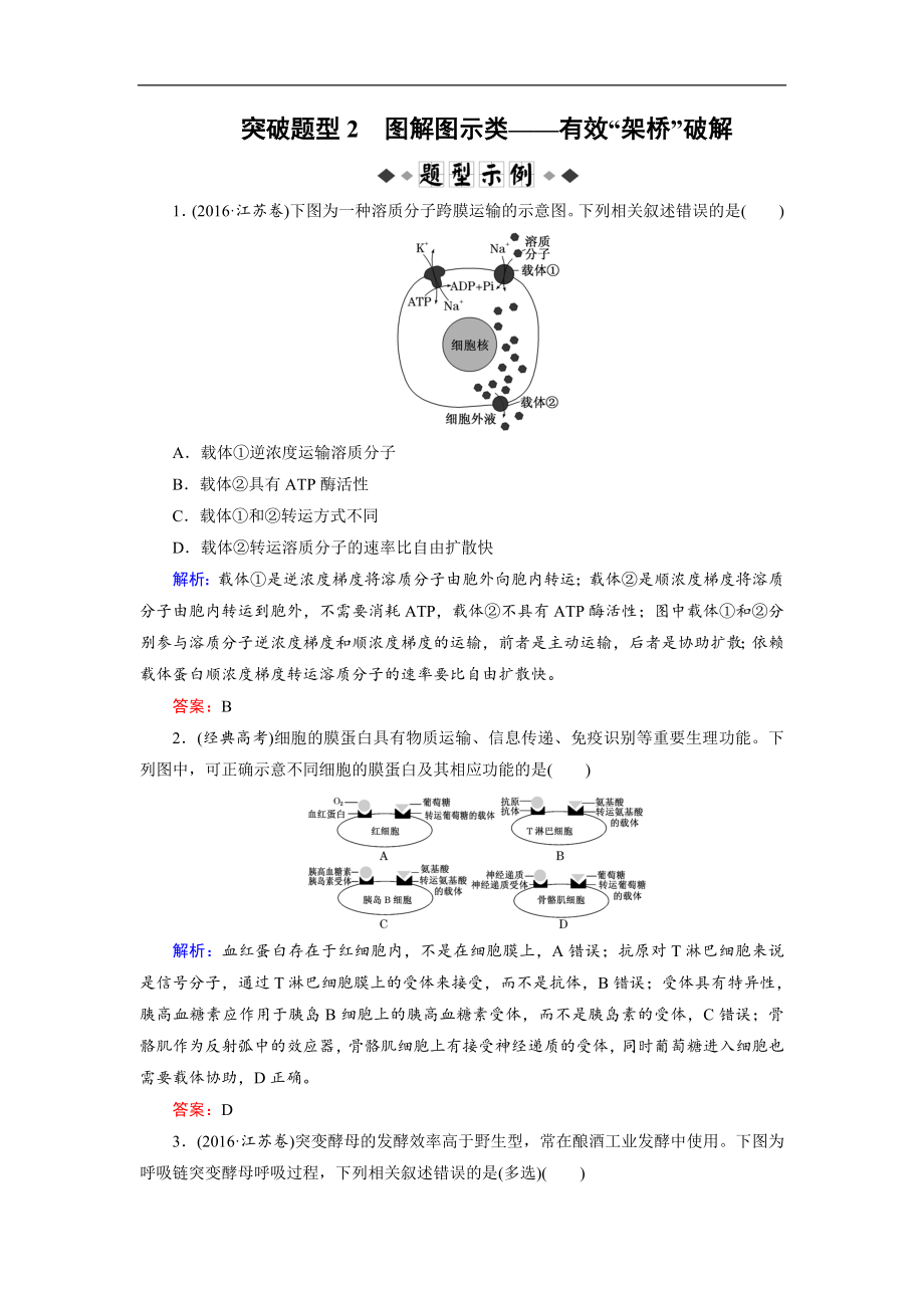 大二輪高考總復習生物文檔：第02部分 01 選擇題專項突破 突破題型02 圖解圖示類——有效“架橋”破解 Word版含解析_第1頁