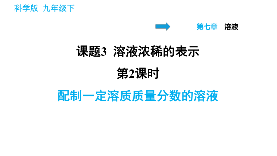 科學(xué)版九年級下冊化學(xué)課件 第7章 7.3.2 配制一定溶質(zhì)質(zhì)量分?jǐn)?shù)的溶液_第1頁