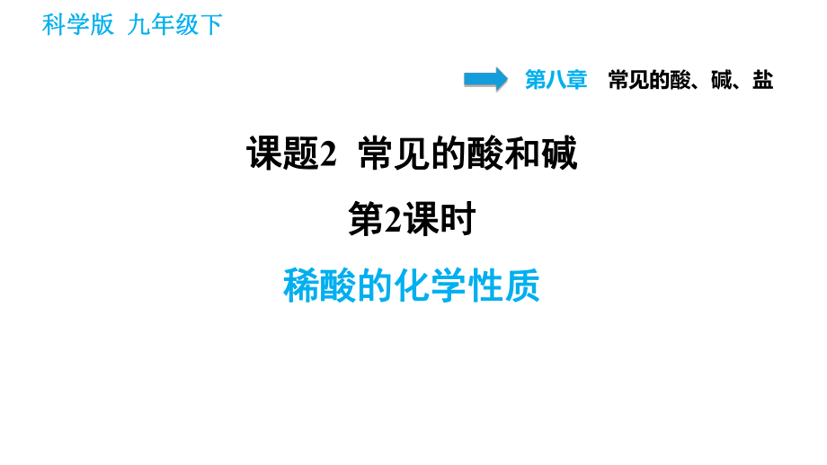 科學(xué)版九年級下冊化學(xué)課件 第8章 8.2.2 稀酸的化學(xué)性質(zhì)_第1頁