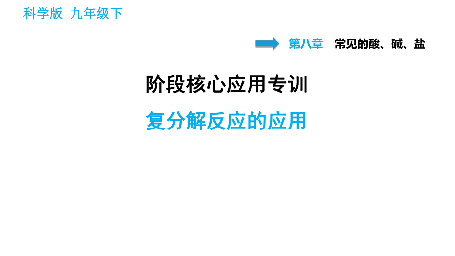 科學(xué)版九年級下冊化學(xué)課件 第8章 階段核心應(yīng)用專訓(xùn) 復(fù)分解反應(yīng)的應(yīng)用_第1頁