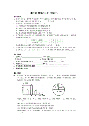 2009年河南省安陽(yáng)市“步步為贏”中考數(shù)學(xué)總復(fù)習(xí)資料 課時(shí)23 數(shù)據(jù)的分析（統(tǒng)計(jì)2） --初中數(shù)學(xué)