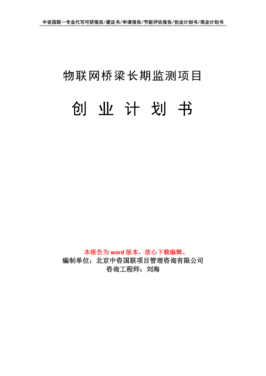 物联网桥梁长期监测项目创业计划书写作模板_第1页