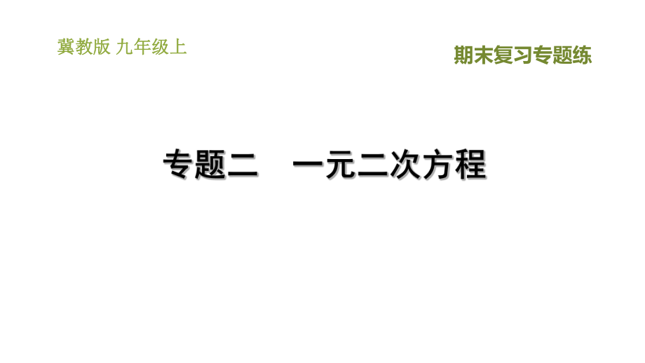 冀教版九年级上册数学课件 期末复习专题练 专题2　一元二次方程_第1页