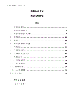 高温合金公司国际市场营销_参考