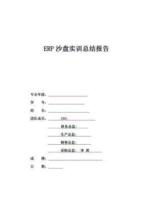 ERP沙盘实训营销总监总结报告