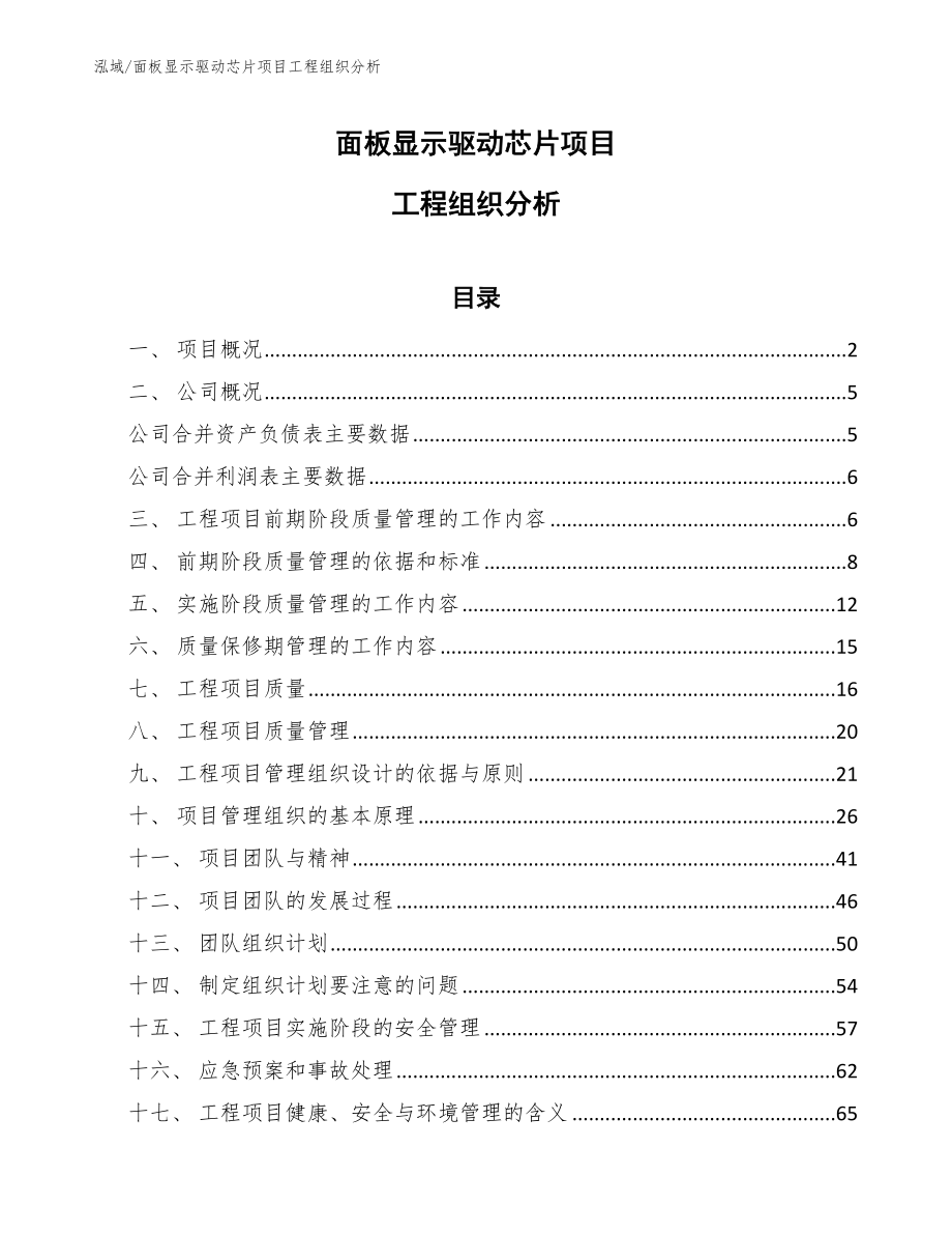 面板显示驱动芯片项目工程组织分析_范文_第1页