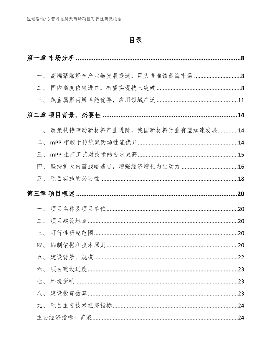 东营茂金属聚丙烯项目可行性研究报告（模板范本）_第1页