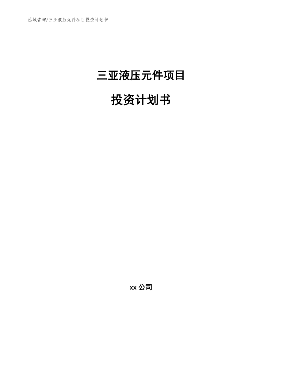 三亚液压元件项目投资计划书（参考范文）_第1页