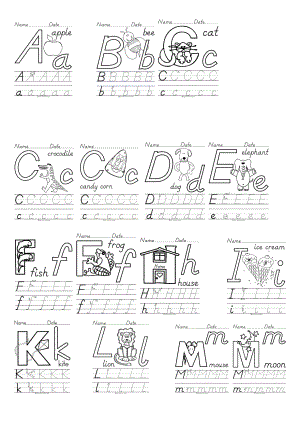 26个英文字母大小写手写体(学生用)可描红(共3页)