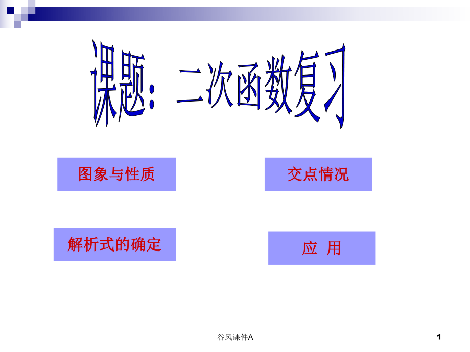 二次函數(shù)總復(fù)習(xí) 初中數(shù)學(xué) 講課教案 PPT課件【優(yōu)課教資】_第1頁