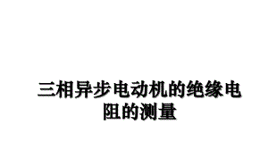 三相异步电动机的绝缘电阻的测量讲课稿