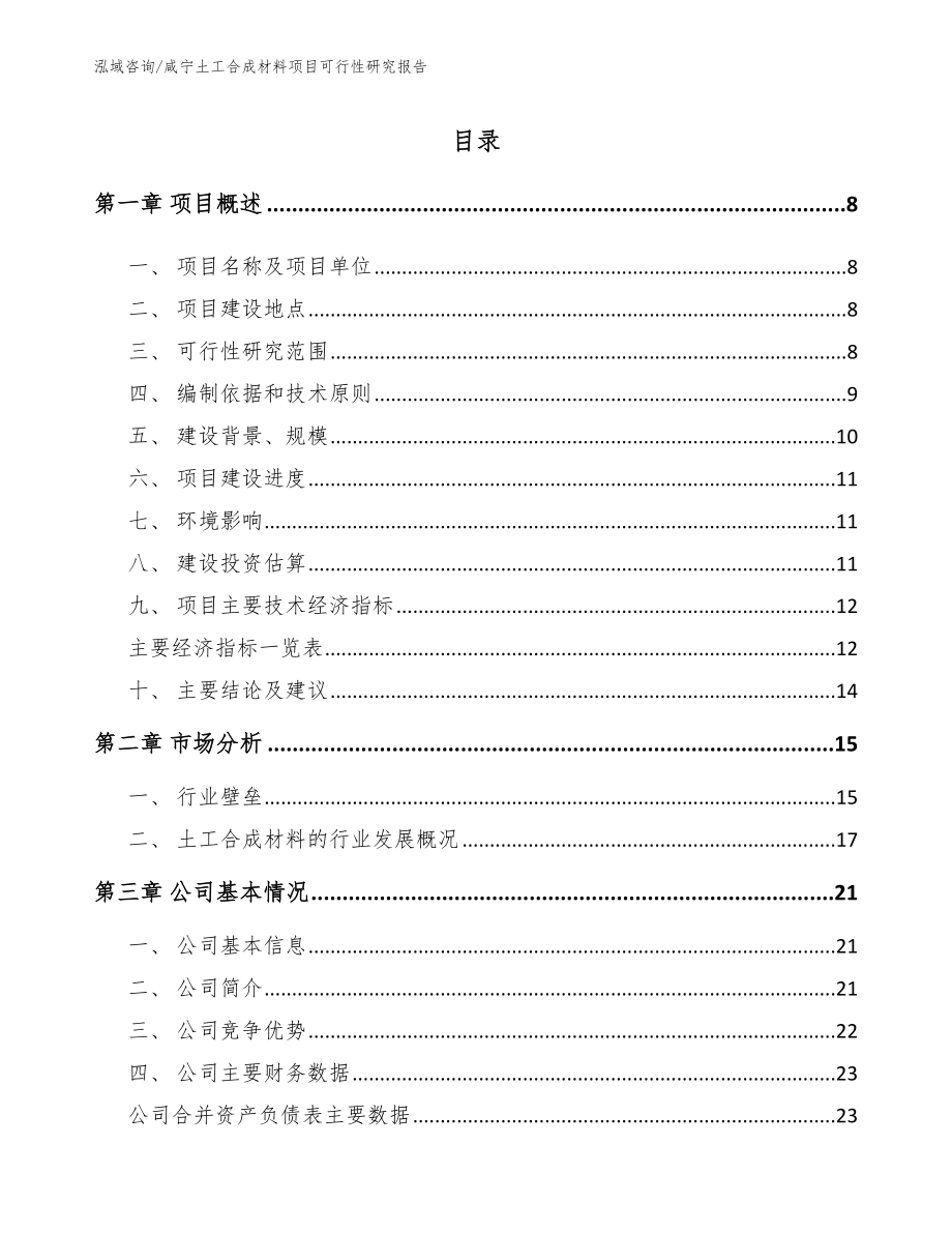 咸宁土工合成材料项目可行性研究报告_模板参考_第1页
