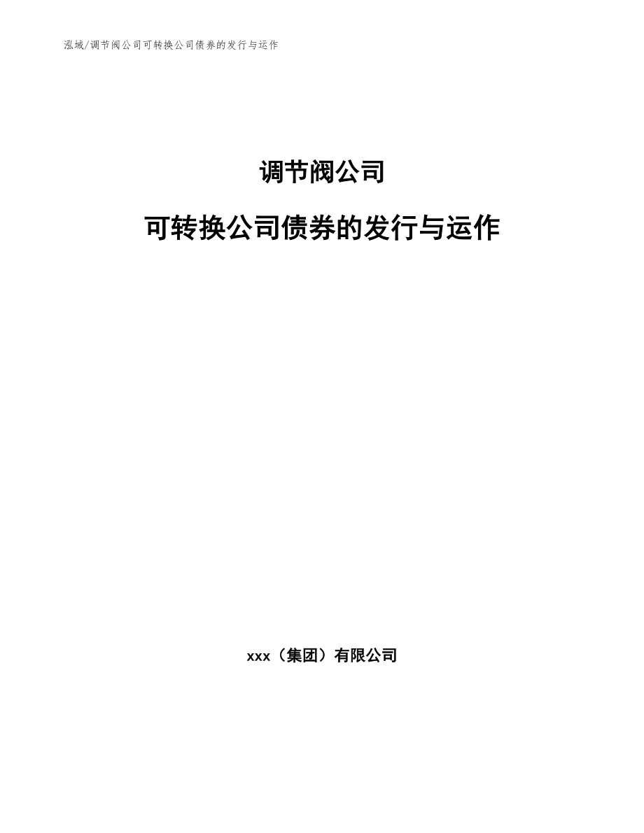 调节阀公司可转换公司债券的发行与运作_参考_第1页