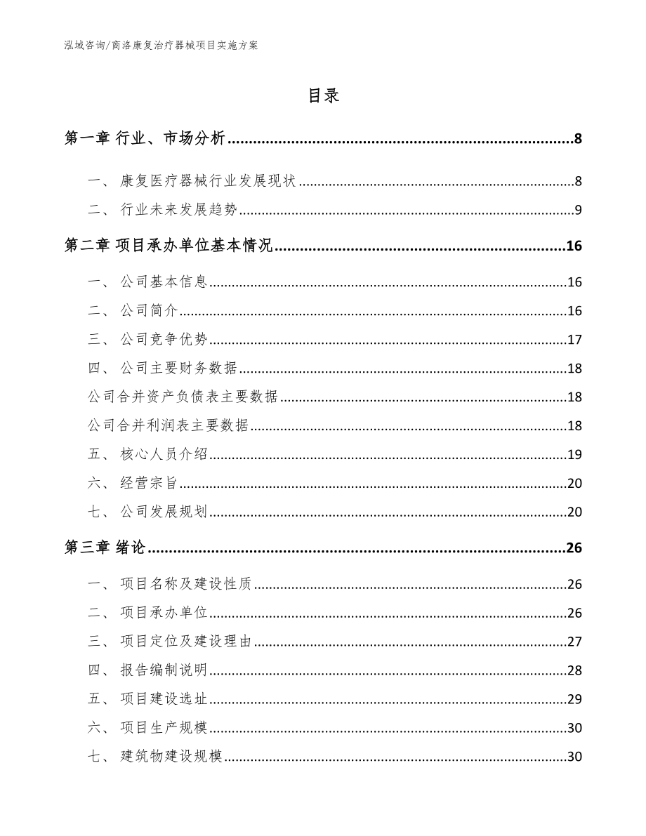 商洛康复治疗器械项目实施方案_第1页