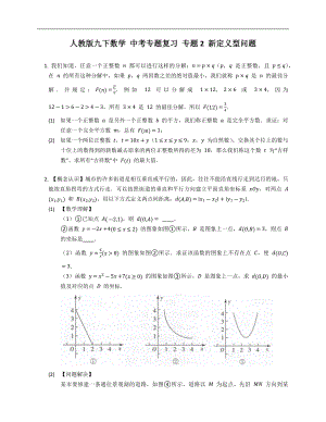 人教版九下數(shù)學(xué) 中考專題復(fù)習(xí) 專題2 新定義型問題