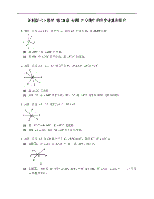 滬科版七下數(shù)學(xué) 第10章 專題 相交線中的角度計(jì)算與探究