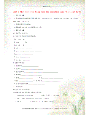 八年級(jí)英語上冊(cè) Unit 3 What were you doing when the rainstrom came？SectionB 2a-3b學(xué)案（無答案） 魯教版五四制