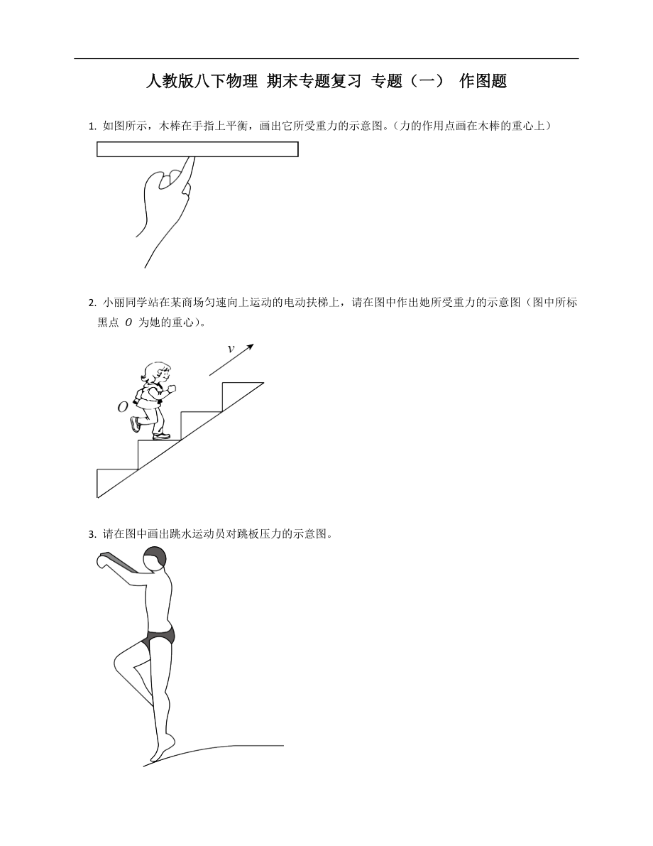 人教版八年级下学期物理 期末专题复习 专题（一） 作图题_第1页