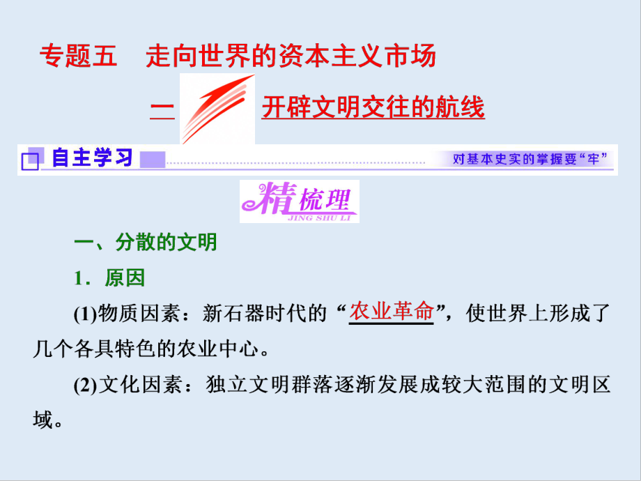 高中歷史人民版必修2課件：專題五 一 開辟文明交往的航線_第1頁