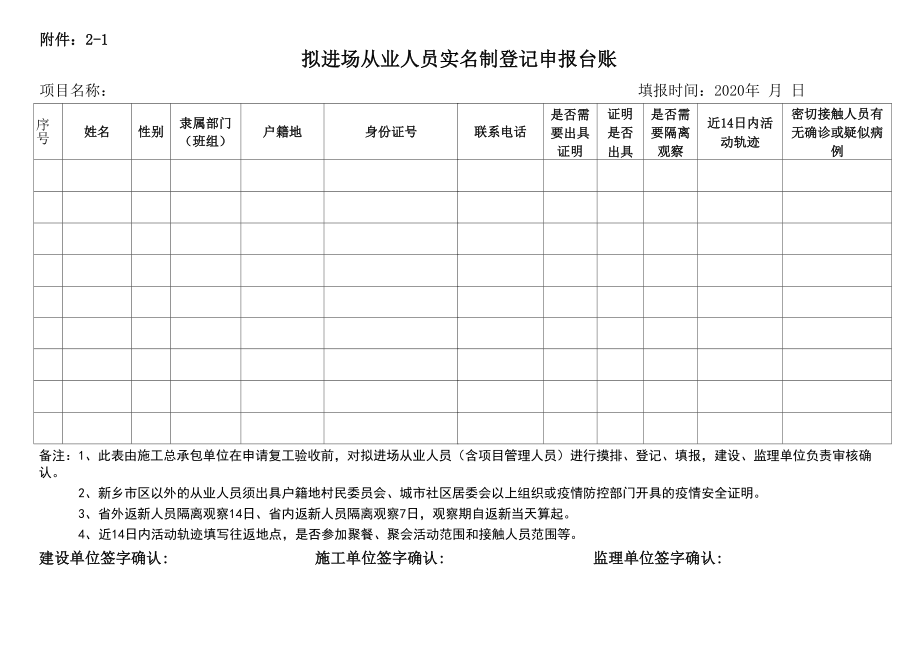 疫情实名制登记申报台账_第1页