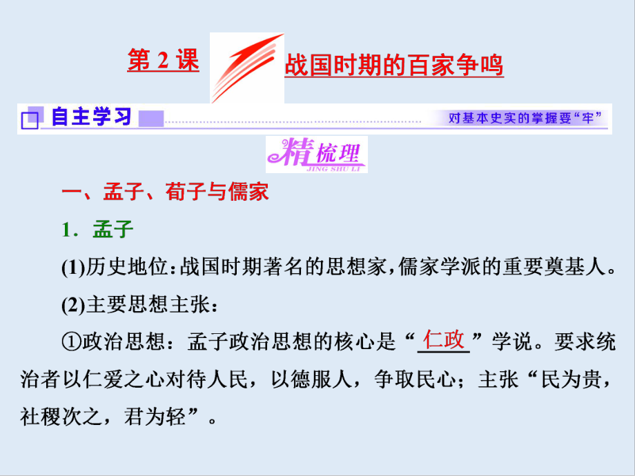 高中歷史岳麓版必修3課件：第2課 戰(zhàn)國時期的百家爭鳴_第1頁