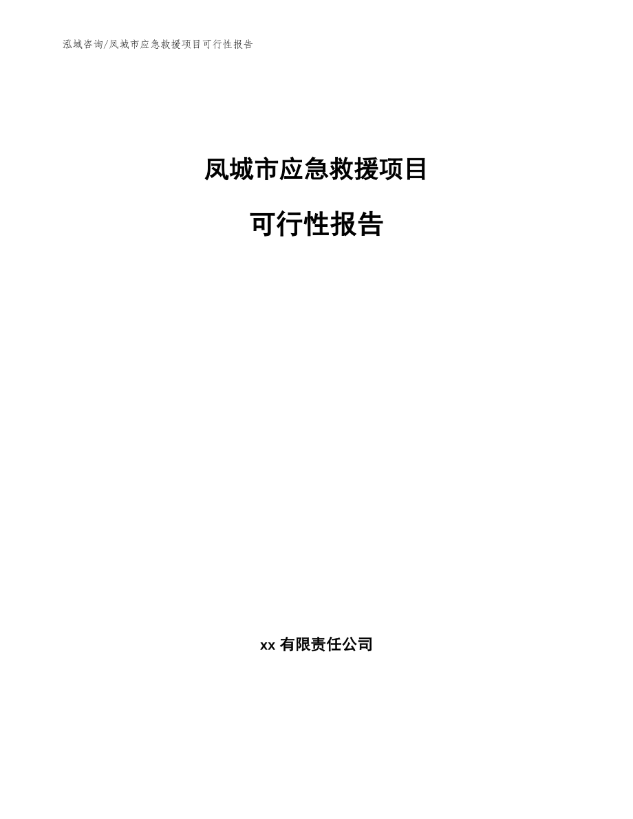 凤城市应急救援项目可行性报告【模板参考】_第1页