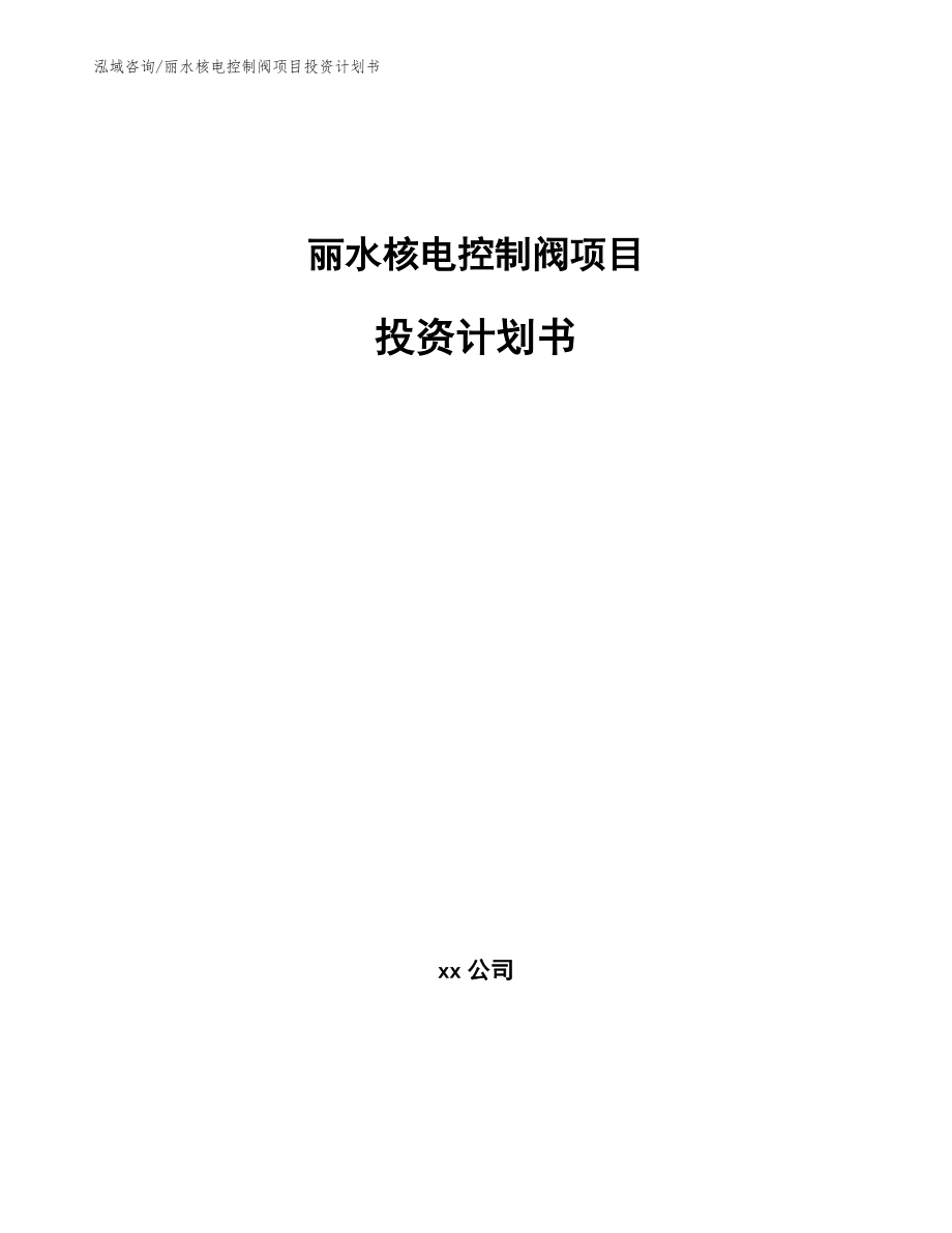 丽水核电控制阀项目投资计划书_第1页