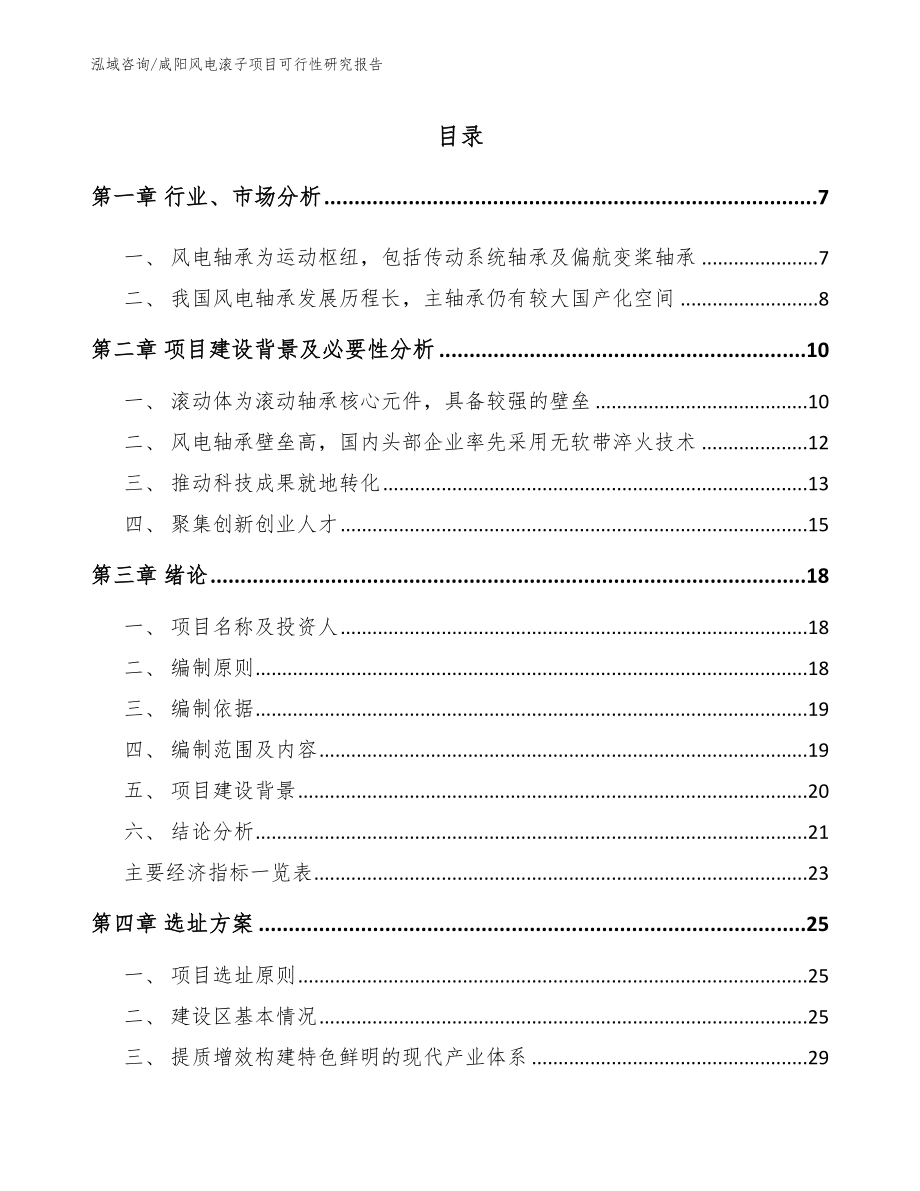 咸阳风电滚子项目可行性研究报告（范文）_第1页