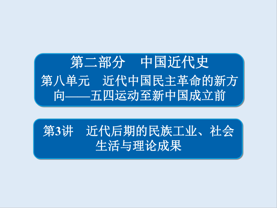 歷史一輪通史版課件：83 近代后期的民族工業(yè)、社會生活與理論成果_第1頁