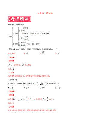 2020年中考數(shù)學(xué)基礎(chǔ)題型提分講練專(zhuān)題01數(shù)與式含解析