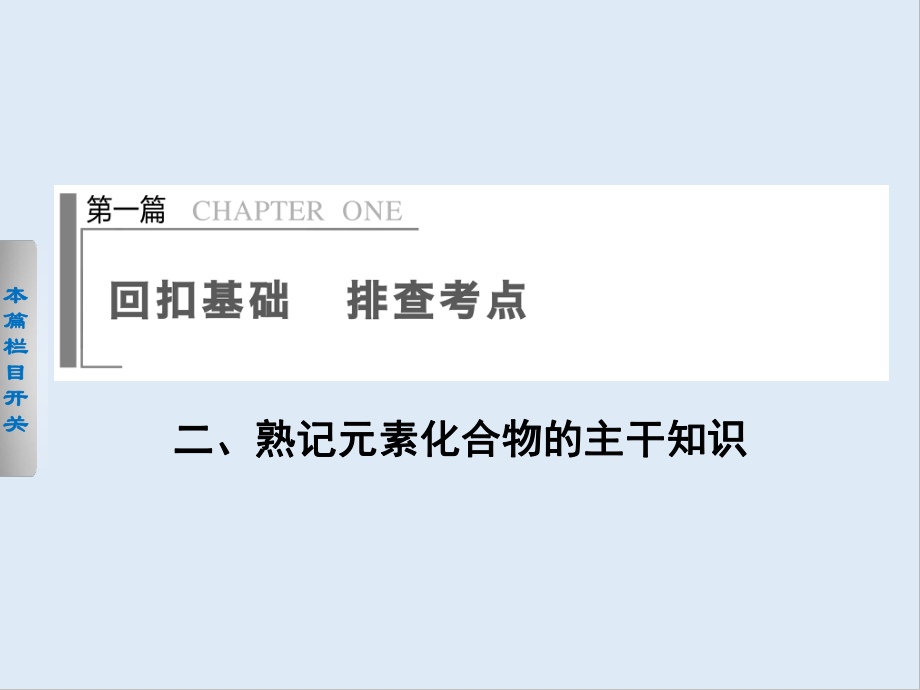高考化學(xué)二輪復(fù)習(xí)回扣基礎(chǔ) 排查考點篇：2 熟記元素化合物的主干知識 Word版含答案_第1頁