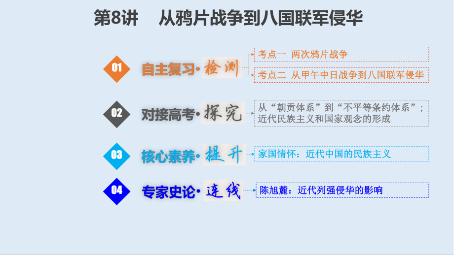 高考?xì)v史一輪復(fù)習(xí)人教江蘇專版多媒體實用課件：138 從鴉片戰(zhàn)爭到八國聯(lián)軍侵華_第1頁