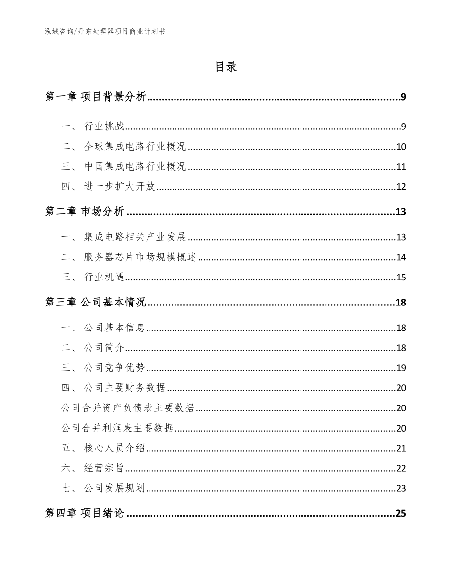 丹东处理器项目商业计划书范文模板_第1页