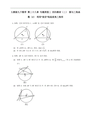 人教版九下數(shù)學(xué) 第二十八章 專題類型二 回歸教材（二） 圓與三角函數(shù)（2） 利用“直徑”構(gòu)造直角三角形