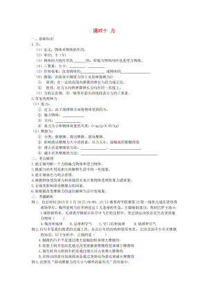 江蘇省宿遷市鐘吾初級中學八年級物理下冊 課時作業(yè)十 力（無答案） 新人教版