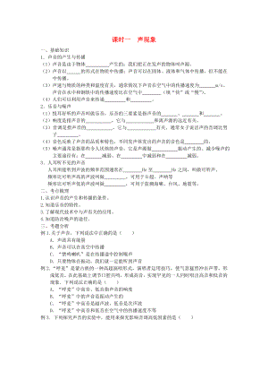 江蘇省宿遷市鐘吾初級中學(xué)八年級物理下冊 課時(shí)作業(yè)一聲現(xiàn)象（無答案） 新人教版