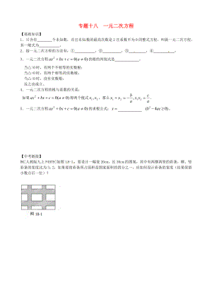 內(nèi)蒙古鄂爾多斯市東勝區(qū)培正中學(xué)2013屆中考數(shù)學(xué)專題復(fù)習(xí) 專題十八 一元二次方程（無(wú)答案） 新人教版